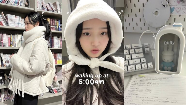 朝5時起き！大学生のVlog：かわいいデスクツアー、中間テスト勉強、部屋の模様替え、てんやわんやな日々