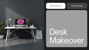 3D artist desk setup makeover clean white minimal workspace - 2ynのデスクツアー
