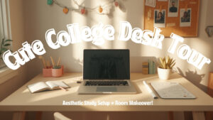 【デスクツアー】朝5時起き!大学生のVlog:かわいいデスクツアー、中間テスト勉強、部屋の模様替え、てんやわんやな日々