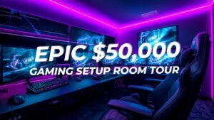 壮大な50000ドルのゲームセットアップルームツアー - Tech Tesseractのデスクツアー