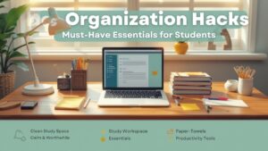Desk Organization Hacks + Must-Have Desk Essentials - Student Yardのデスクツアー